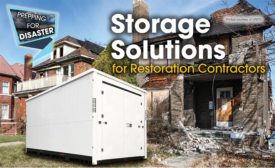 burned house and storage container