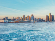 cityscape, a river with ice