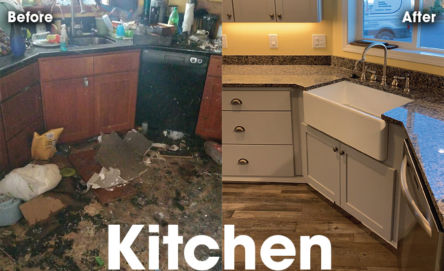 smoke damaged kitchen