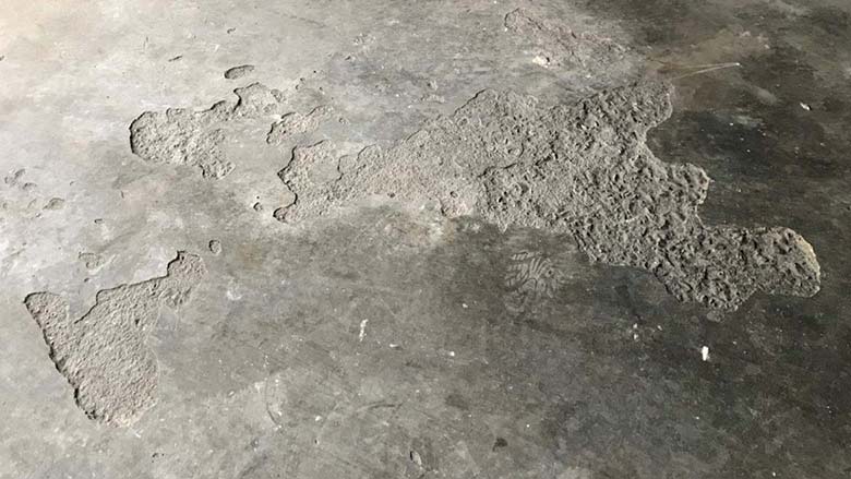 spalling of a garage floor after a fire