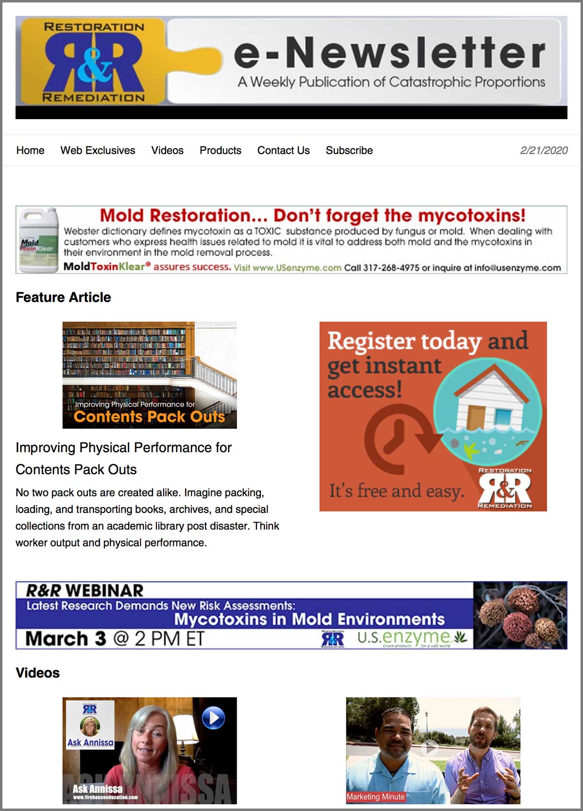 R&R weekly eNewsletter.