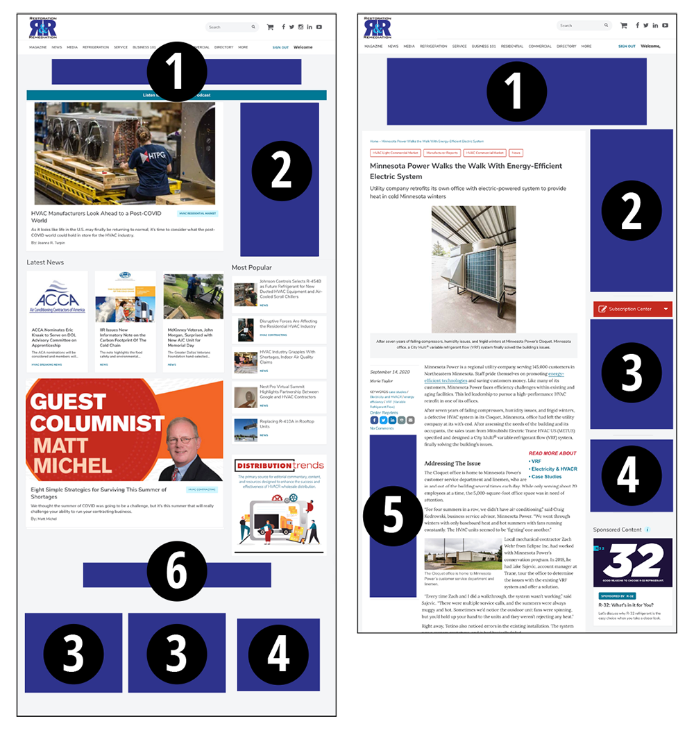 R&R homepage ad sizes
